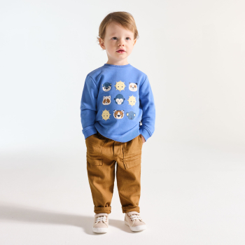 بنطلون كتان وقطن بني اللون لطفل رضيع